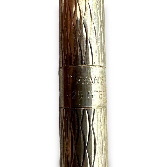 Tiffany & Co Basket Weave Crosshatch Design 925 Sterling Silver Ball Point Pen - Picture 4 of 5